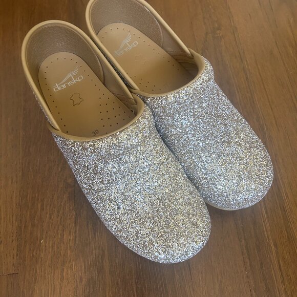 Dansko Professional Gold Glitter Leather Clogs Size 39 - Picture 2 of 4
